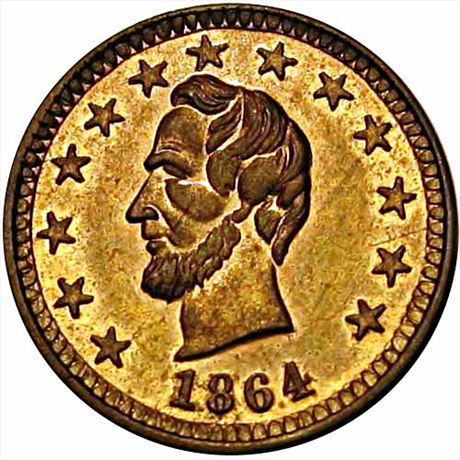 35  -  127/201 d  R9  MS64 1864 Lincoln Patriotic Civil War token