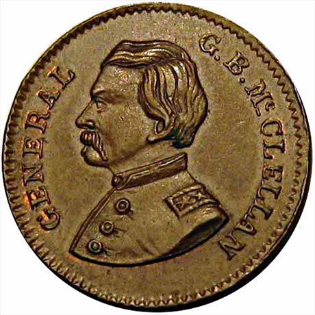 43  -  138/255 a  R2  MS62 McClellan Patriotic Civil War token