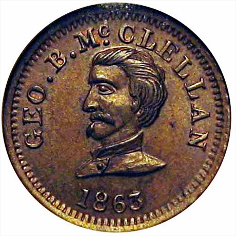 46  -  141/307 a  R1 NGC MS65 McClellan Patriotic Civil War token