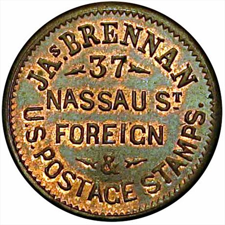 228  -  NY630 I-1a  R3  MS63 Stamp Dealer New York Civil War Token