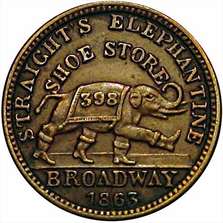 214  -  NY 10F-1a  R3  EF Elephant In Boots Albany New York Civil War Token
