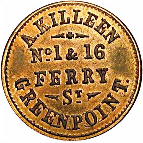 221  -  NY330A-3a  R5  MS63 Greenpoint New York Civil War Token