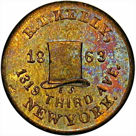 243  -  NY630AN-1b  R5  MS62 Brass New York Civil War Token