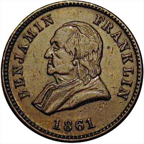 374  -  PA525A-1a  R5  AU Franklin Coin Dealer Lancaster PA Civil War Token
