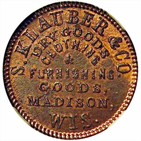 431  -  WI410D-1a  R4 NGC MS64 Madison Wisconsin Civil War Token