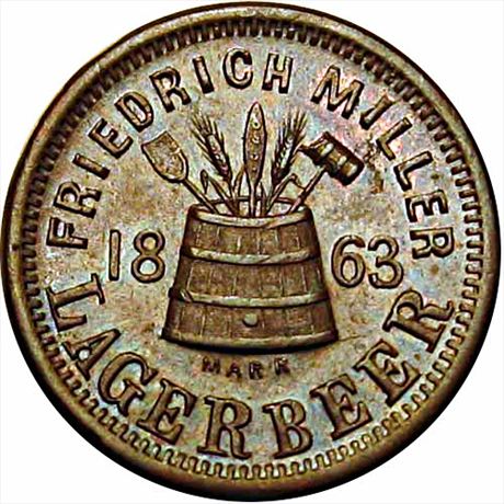 448  -  WI510AB-1a  R3  MS62 Plankroad Brewery Milwaukee WI Civil War Token