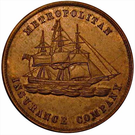 753  -  MILLER NY  579    AU+ 1866 Ship New York Merchant Token
