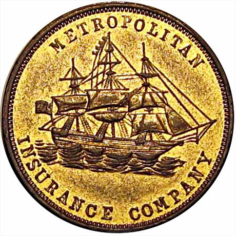 751  -  MILLER NY  576    AU+ 1865 Ship New York Merchant Token