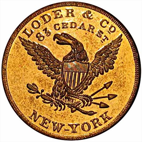 725  -  MILLER NY  466    MS64 New York Merchant Token