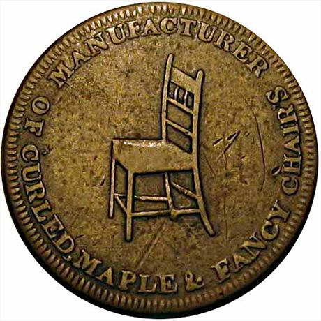 677  -  MILLER NY  137    VF Curled Maple Chair New York Merchant Token