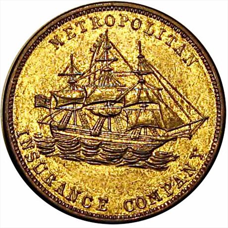 752  -  MILLER NY  578    MS63 1865 Ship New York Merchant Token