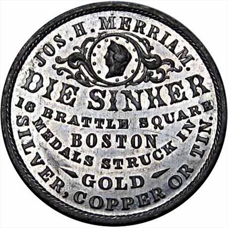 655  -  MILLER MA  69A    MS62 Die Sinker Merriam Boston MA Merchant Token