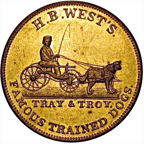 809  -  MILLER NY  949    MS63 Trained Dogs New York Merchant Token