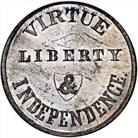819  -  MILLER NY  999    MS62 Virtue Liberty & Independence Merchant Token