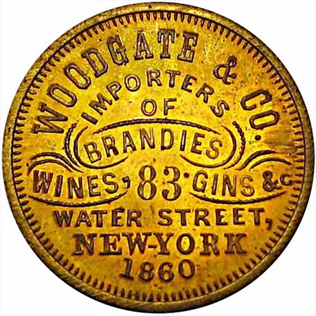 815  -  MILLER NY  970    MS63 Brass New York Merchant Token