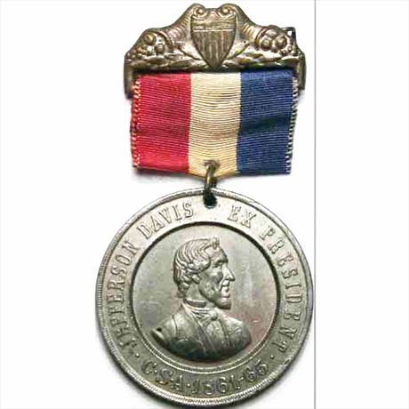 975  -  UVC Badge 1887    MS62 Jefferson Davis with Ribbon