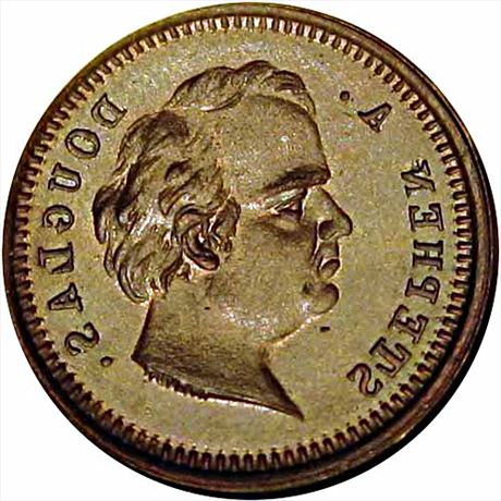 59  -  154/154 a  R9  MS63 Stephen Douglas Brockage Patriotic Civil War token