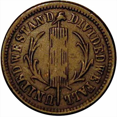 63  -  167/435 a  R7  EF Rare reverse die Patriotic Civil War token