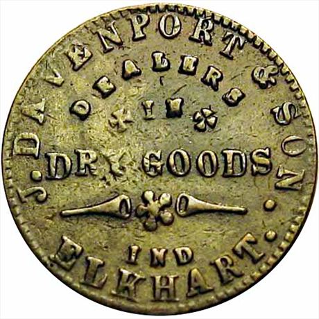 150  -  IN260B-2a  R9  VF Rare Merchant Elkhart Indiana Civil War token
