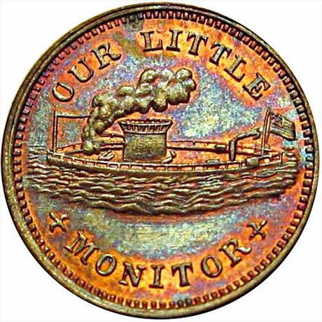 85  -  239/422 a  R2  MS63 Our Little Monitor Patriotic Civil War token