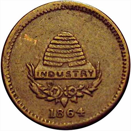155  -  IN430B-1a  R6  EF Huntington Indiana Civil War token
