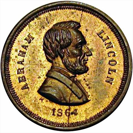 45  -  130/349 a  R9  MS63 1864 Abraham Lincoln Patriotic Civil War token