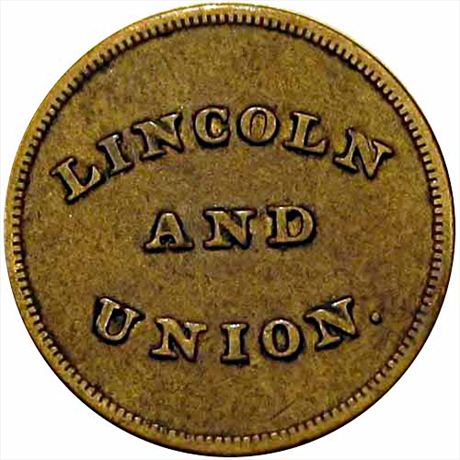 43  -  128/290 b  R4  VF+ 1864 Abraham Lincoln Patriotic Civil War token
