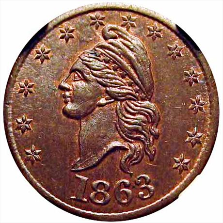 2  -    1/391 a  R1 NGC MS64  Patriotic Civil War token