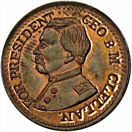54  -  138A/150 a  R6  MS64 McClellan / Pendleton Patriotic Civil War token
