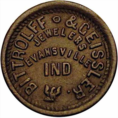 152  -  IN280A-1a  R9  EF+ Very Rare Town Evansville Indiana Civil War token