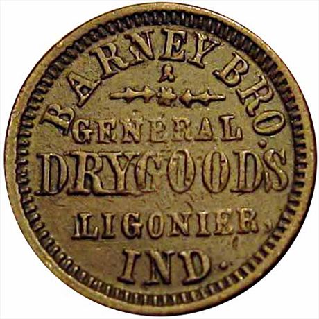 169  -  IN550B-1a  R5  EF Ligonier Indiana Civil War token