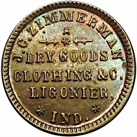 171  -  IN550K-2a  R5  MS63 Ligonier Indiana Civil War token