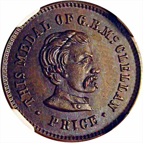 56  -  143/261 a  R1 NGC MS65 General McClellan Patriotic Civil War token