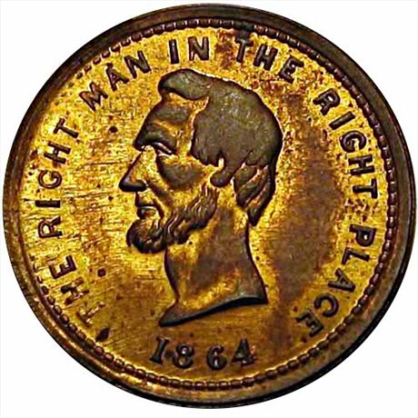 37  -  126/295 a  R5  MS63 1864 Abraham Lincoln Patriotic Civil War token