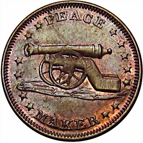 64  -  169/213 a  R2  MS63 Peace Maker Cannon Patriotic Civil War token