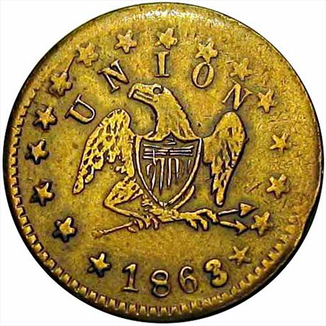 61  -  155/431 b  R9  EF Rare Variety Patriotic Civil War token
