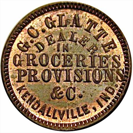 163  -  IN500G-2a  R5  MS63 Kendallville Indiana Civil War token