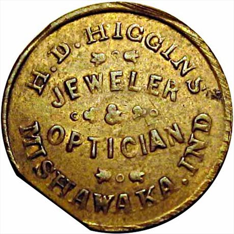 180  -  IN630A-10b  R8  EF Mishawaka Indiana Civil War token