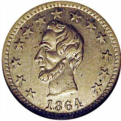 40  -  127/248 j  R7 NGC MS62 1864 Abraham Lincoln Patriotic Civil War token