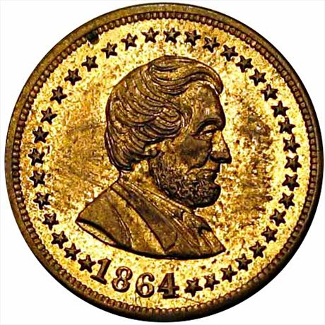 42  -  128/290 b  R4  MS63 1864 Abraham Lincoln Patriotic Civil War token