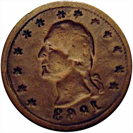 31  -  107/107 a  R8  VF+ George Washington Brockage Patriotic Civil War token