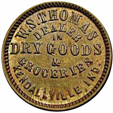 167  -  IN500T-2a  R7  AU+ Kendallville Indiana Civil War token