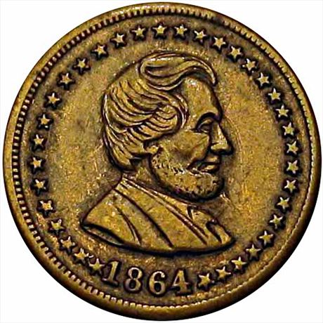 41  -  128/289 b  R3  VF+ 1864 Abraham Lincoln Patriotic Civil War token