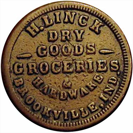 143  -  IN140A-2a  R8  FINE+ Brookville Indiana Civil War token