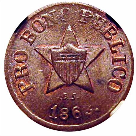 76  -  191/443 a  R1 NGC MS64  Patriotic Civil War token