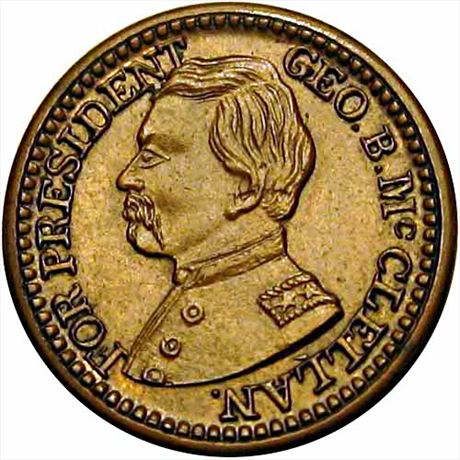 53  -  138A/149 a  R9  MS63 McClellan / Johnson Mule Patriotic Civil War token