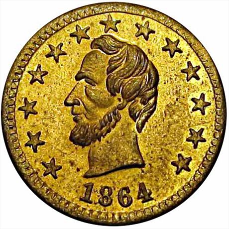 39  -  127/248 b  R3  MS64 1864 Abraham Lincoln Patriotic Civil War token