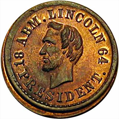 35  -  124/177 a  R9  MS64 1864 Abraham Lincoln Patriotic Civil War token