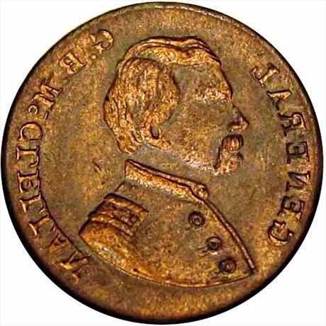 52  -  138/138 a  R9  MS63 McClellan Brockage Error Patriotic Civil War token