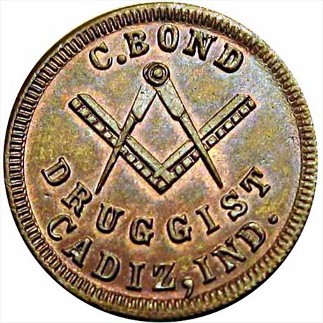 145  -  IN160A-1a  R4  MS62 Cadiz Indiana Civil War token